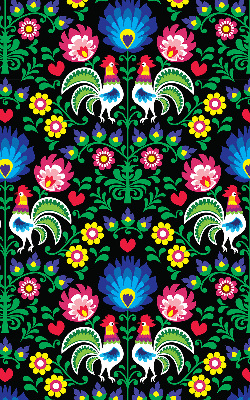 Fabric roller blind for window Colorful roosters