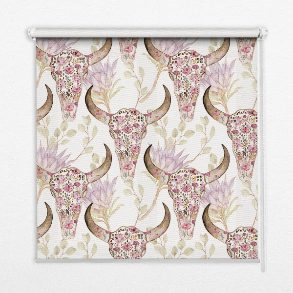 Blackout roller blind Colorful buffalo heads