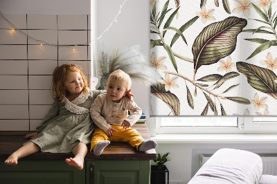 Blackout roller blind for window Flowers with stems