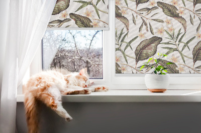 Blackout roller blind for window Flowers with stems