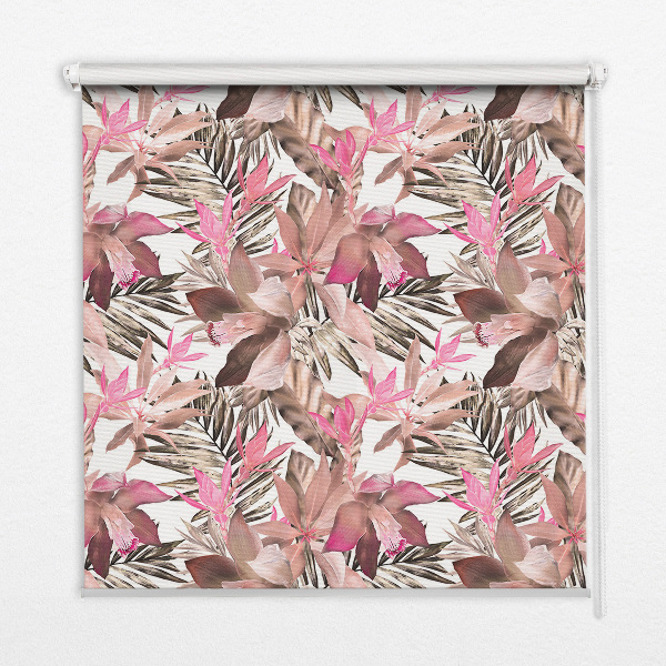 Blackout roller blind for window Pink flowers