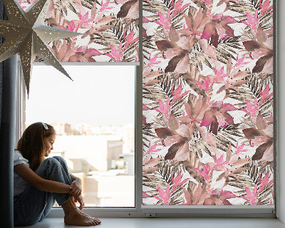Blackout roller blind for window Pink flowers