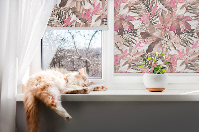 Blackout roller blind for window Pink flowers