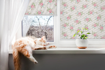 Fabric roller blind for window Roses