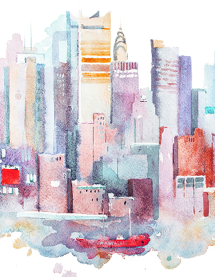 Blackout roller blind Colorful city