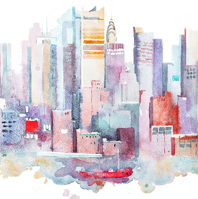 Blackout roller blind Colorful city