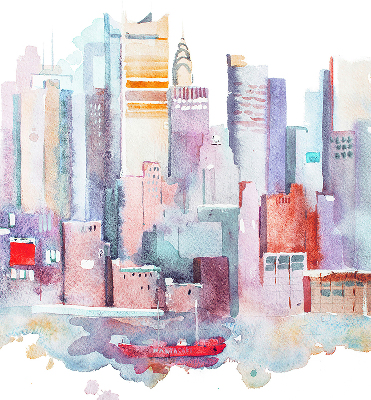 Blackout roller blind Colorful city
