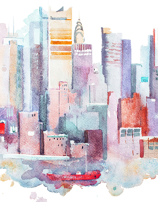 Blackout roller blind Colorful city