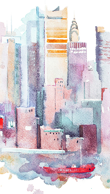 Blackout roller blind Colorful city