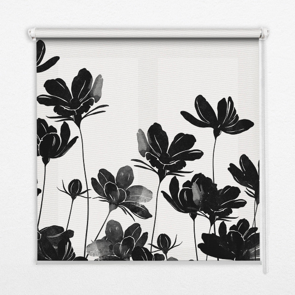 Blackout roller blind Black flowers