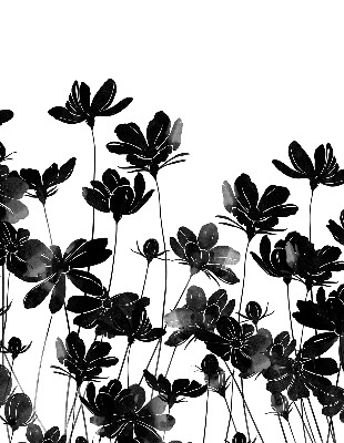 Blackout roller blind Black flowers