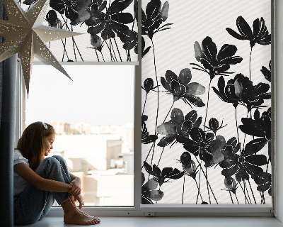 Blackout roller blind Black flowers