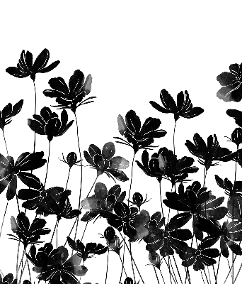 Blackout roller blind Black flowers
