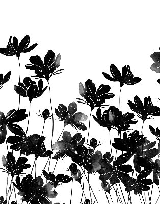 Blackout roller blind Black flowers