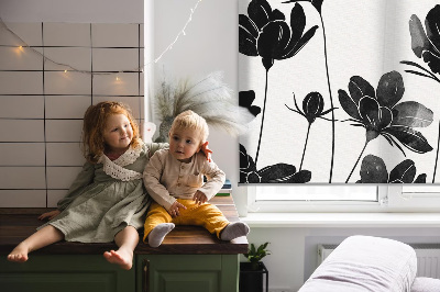 Blackout roller blind Black flowers