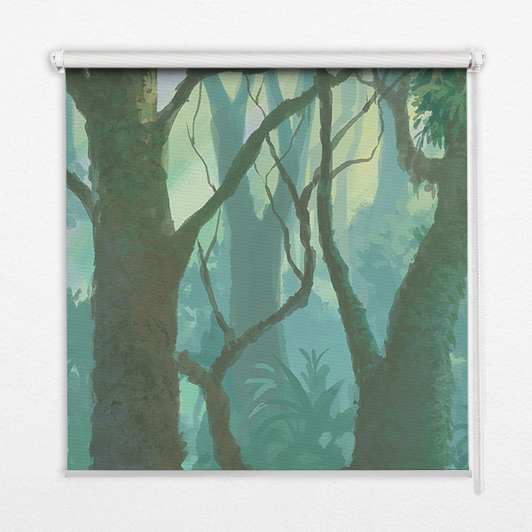 Fabric roller blind for window Trees