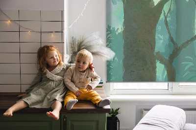 Fabric roller blind for window Trees