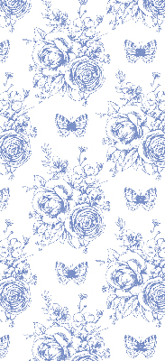 Blackout roller blind Blue flowers and butterflies
