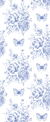 Blackout roller blind Blue flowers and butterflies