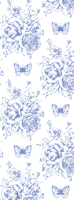 Blackout roller blind Blue flowers and butterflies