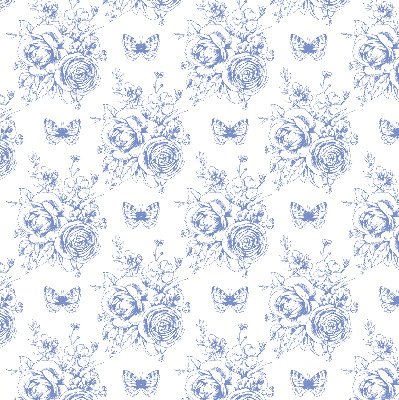 Blackout roller blind Blue flowers and butterflies