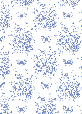 Blackout roller blind Blue flowers and butterflies