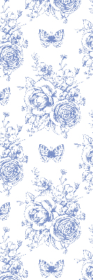 Blackout roller blind Blue flowers and butterflies