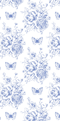 Blackout roller blind Blue flowers and butterflies