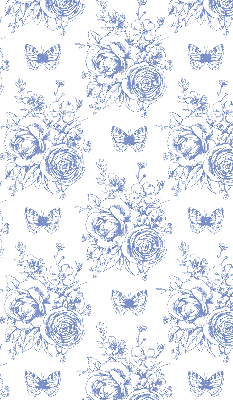 Blackout roller blind Blue flowers and butterflies