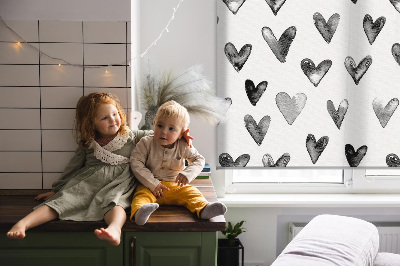 Blackout roller blind for window Black hearts