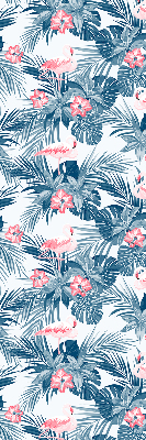 Fabric roller blind for window Tropical plants and flamingos