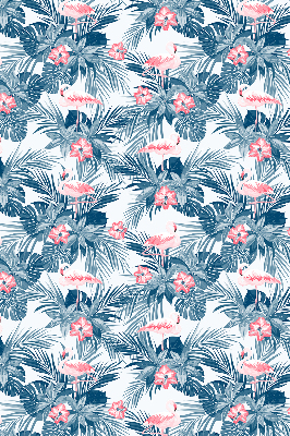 Fabric roller blind for window Tropical plants and flamingos