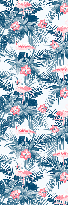 Fabric roller blind for window Tropical plants and flamingos