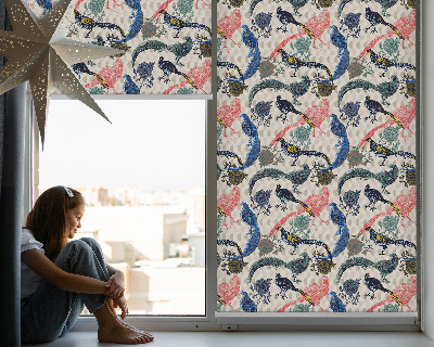Blackout roller blind for window Colorful peacocks