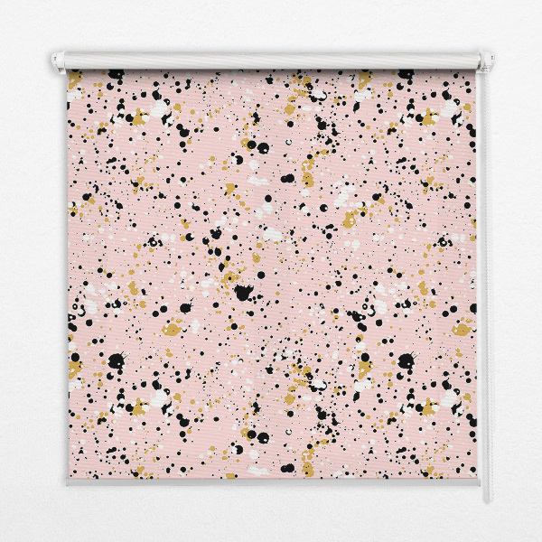 Fabric roller blind for window Paint stains on a pink background