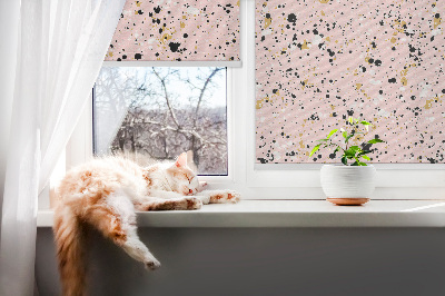 Fabric roller blind for window Paint stains on a pink background
