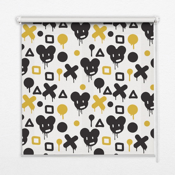 Blackout roller blind for window Black and yellow patterns