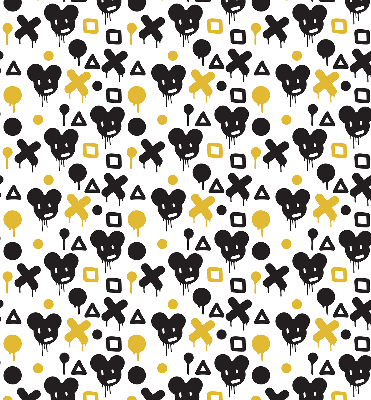 Blackout roller blind for window Black and yellow patterns
