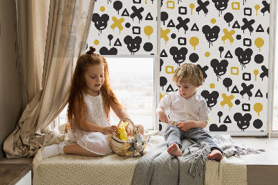 Blackout roller blind for window Black and yellow patterns