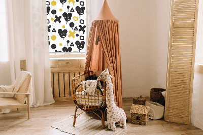 Blackout roller blind for window Black and yellow patterns