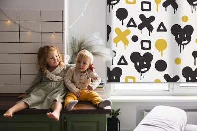 Blackout roller blind for window Black and yellow patterns