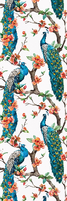 Blackout roller blind for window Peacock on a branch