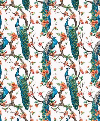 Blackout roller blind for window Peacock on a branch
