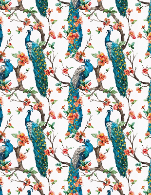 Blackout roller blind for window Peacock on a branch