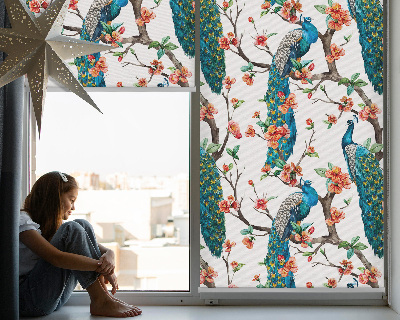 Blackout roller blind for window Peacock on a branch