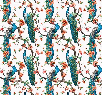 Blackout roller blind for window Peacock on a branch