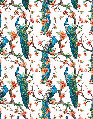 Blackout roller blind for window Peacock on a branch