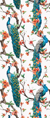Blackout roller blind for window Peacock on a branch