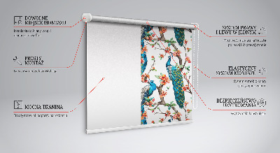 Blackout roller blind for window Peacock on a branch