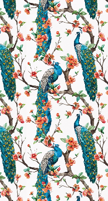 Blackout roller blind for window Peacock on a branch